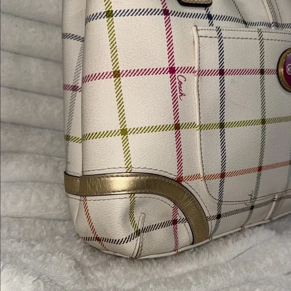 Coach Peyton Tattersal Tote, EUC - Picture 7 of 15